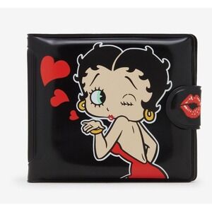 NEW Whatever! Makes You Happy Betty Boop Kiss Padded Vinyl Black Wallet Retro
